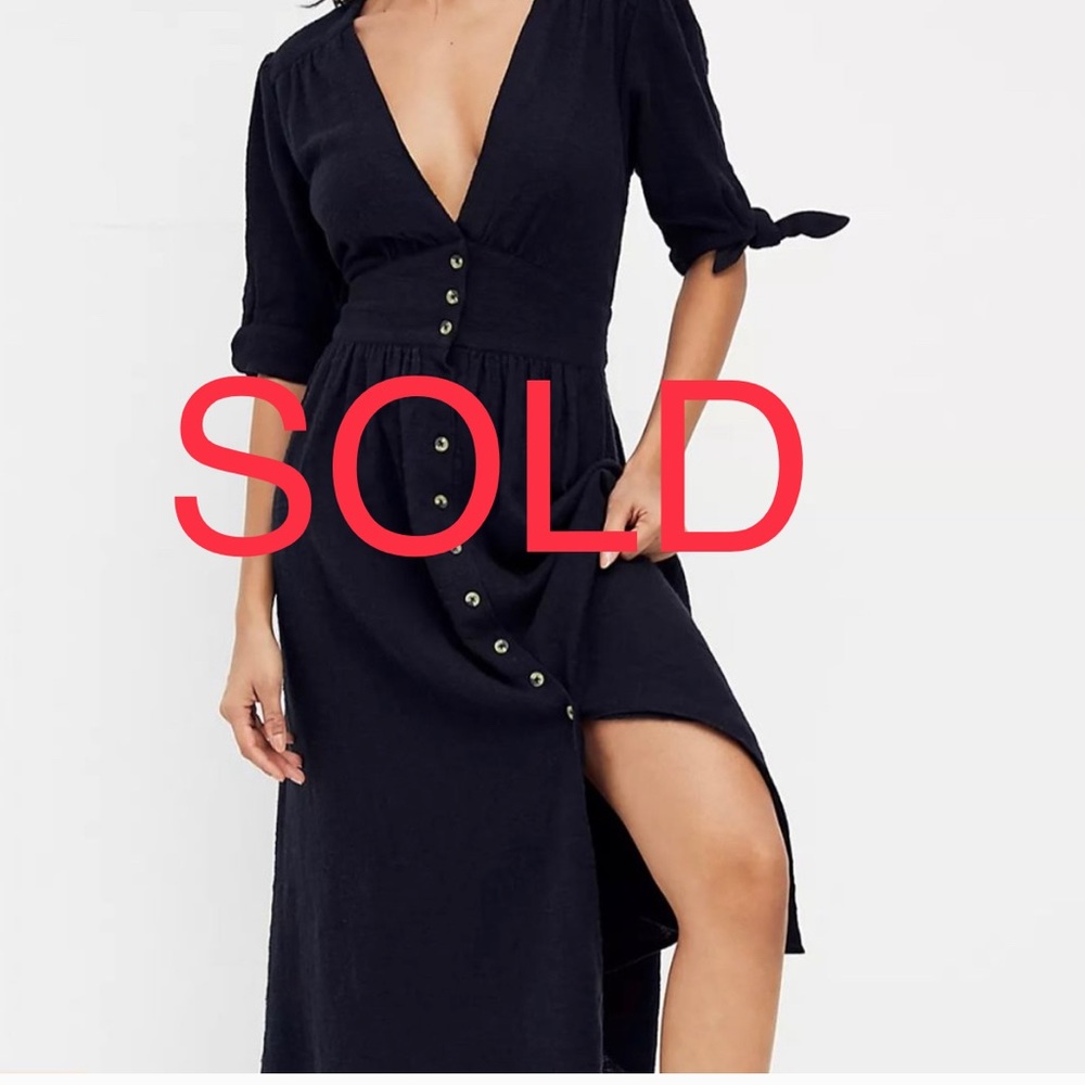 NWT Free People Black gauzy cotton midi dress